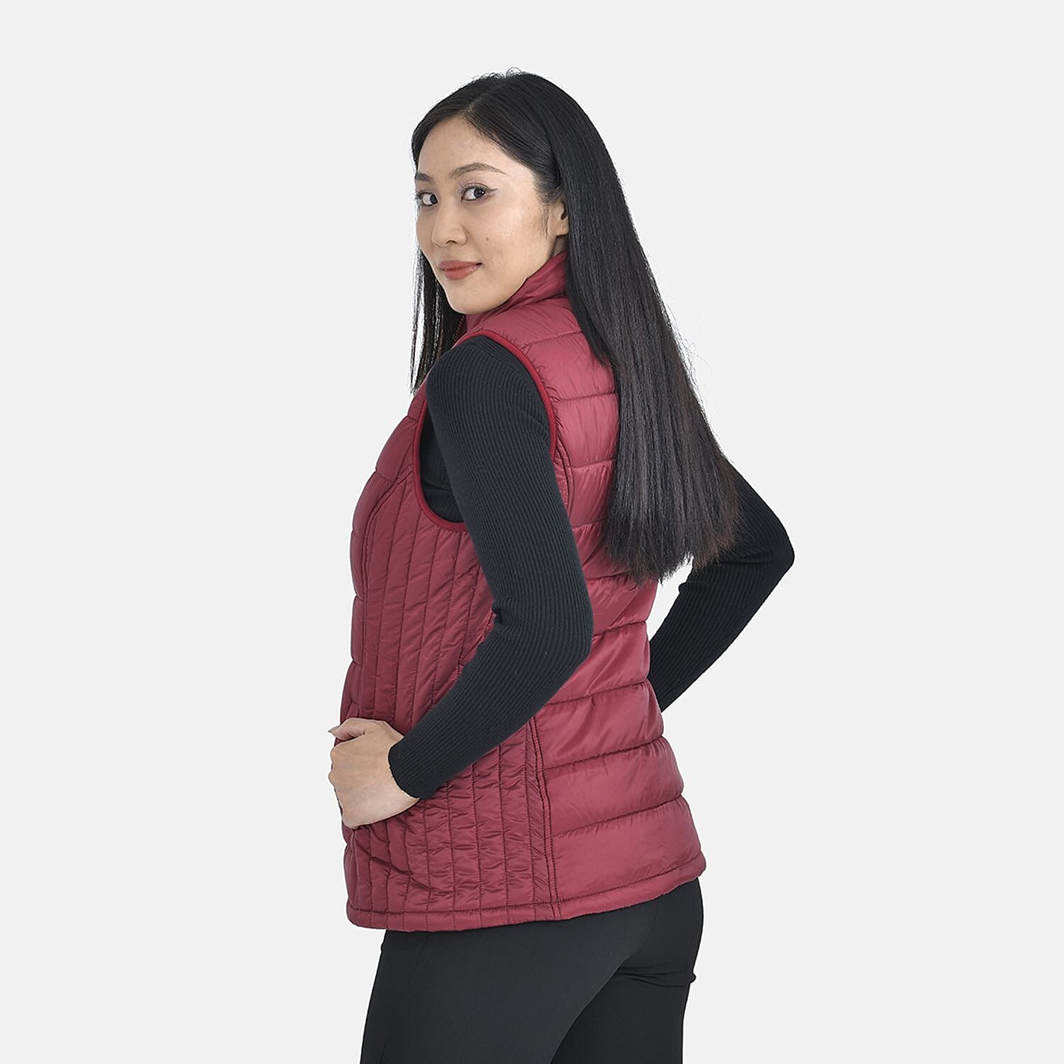 Tamsy Polyester Solid Gilet - Black