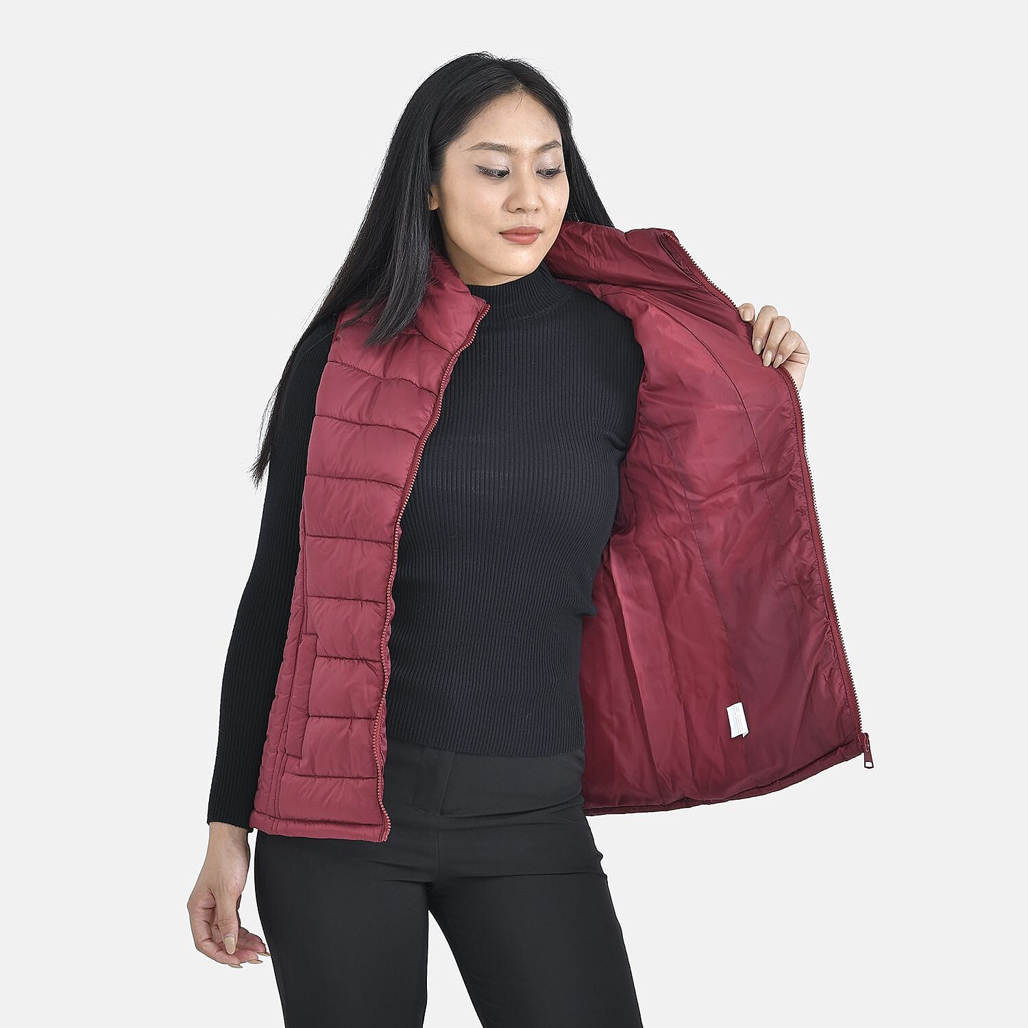 Tamsy Polyester Solid Gilet - Black