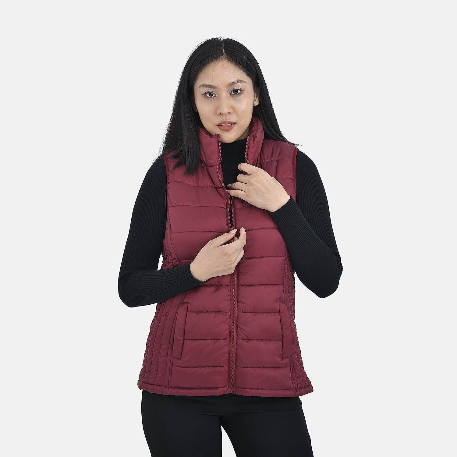 Tamsy Polyester Solid Gilet - Black