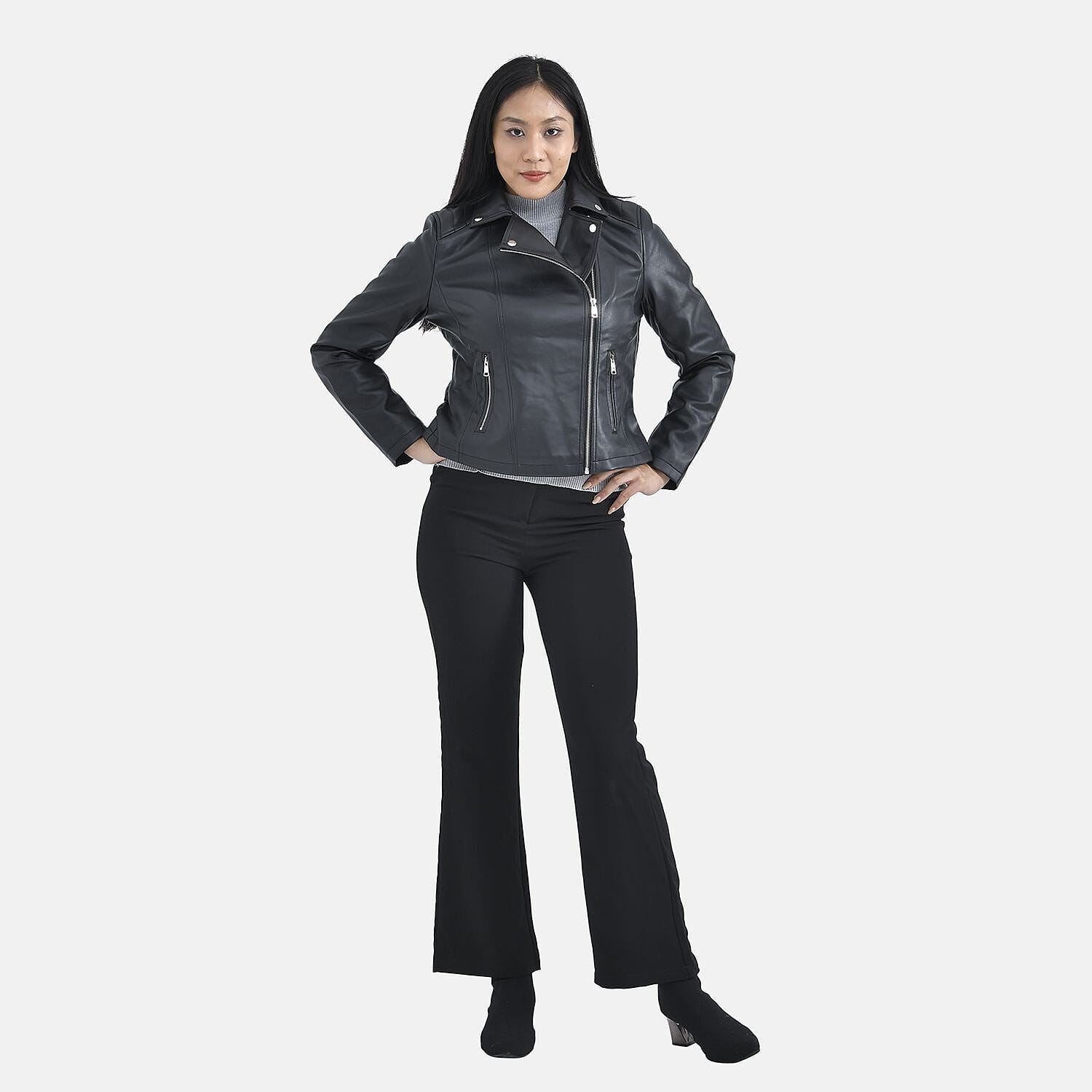 Tamsy PU Solid Jacket - Dark Brown