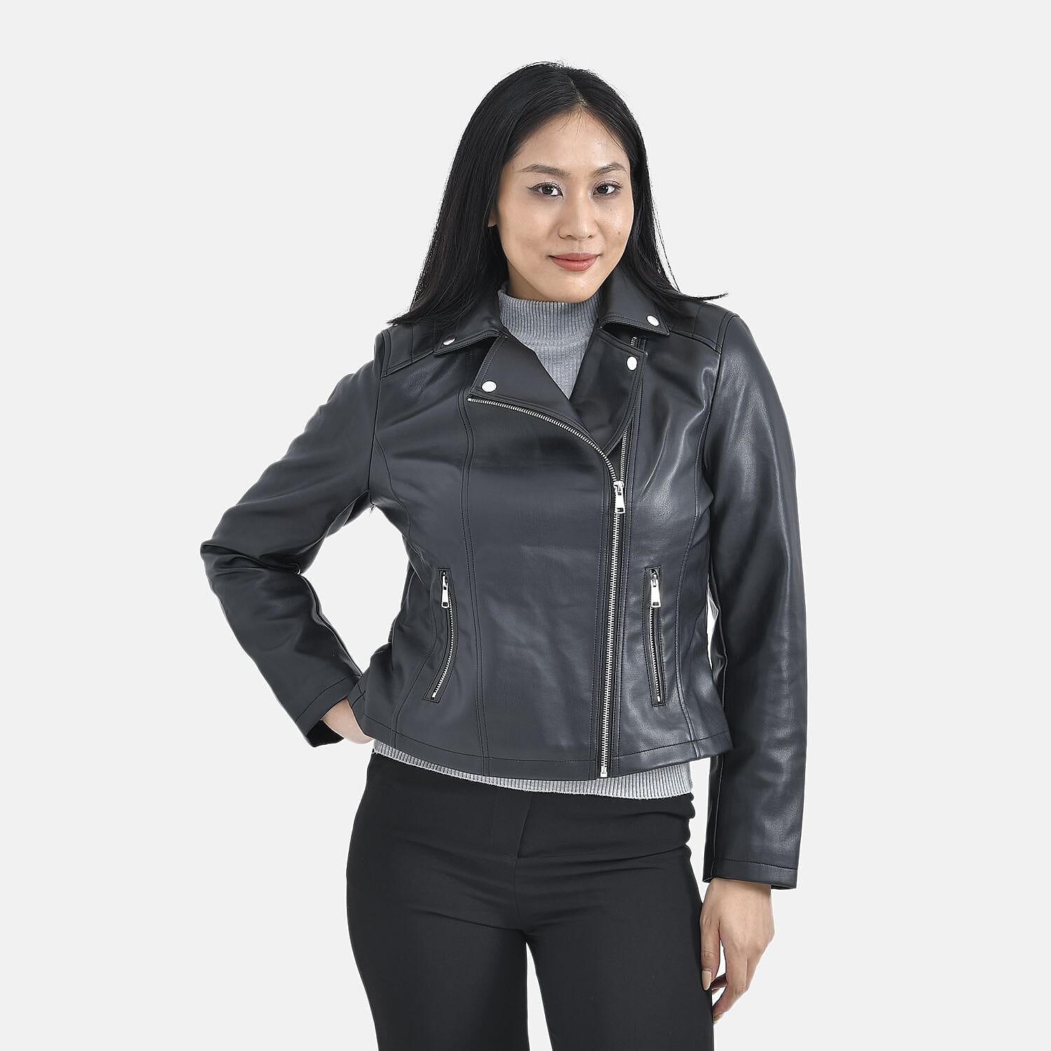 Tamsy PU Solid Jacket - Dark Brown