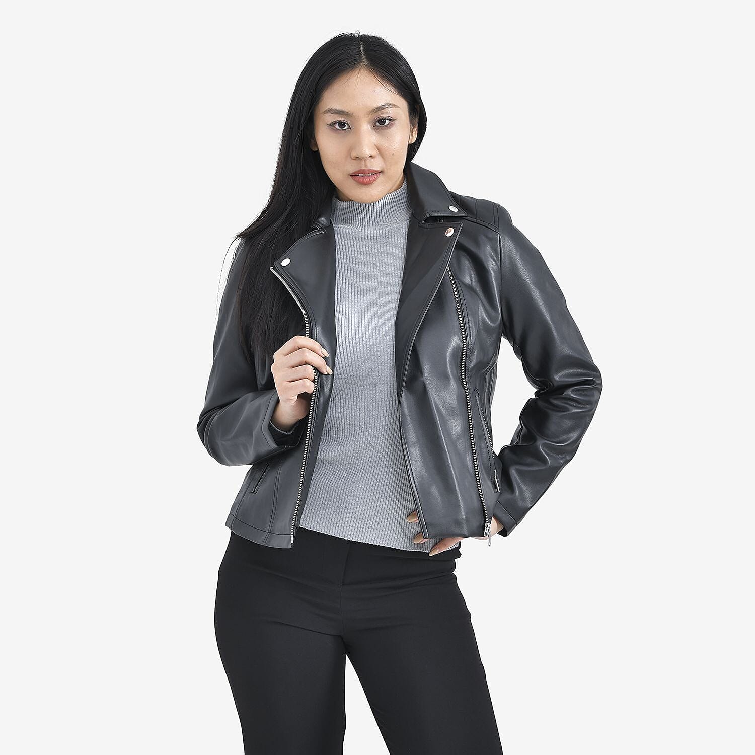 Tamsy PU Solid Jacket - Dark Brown