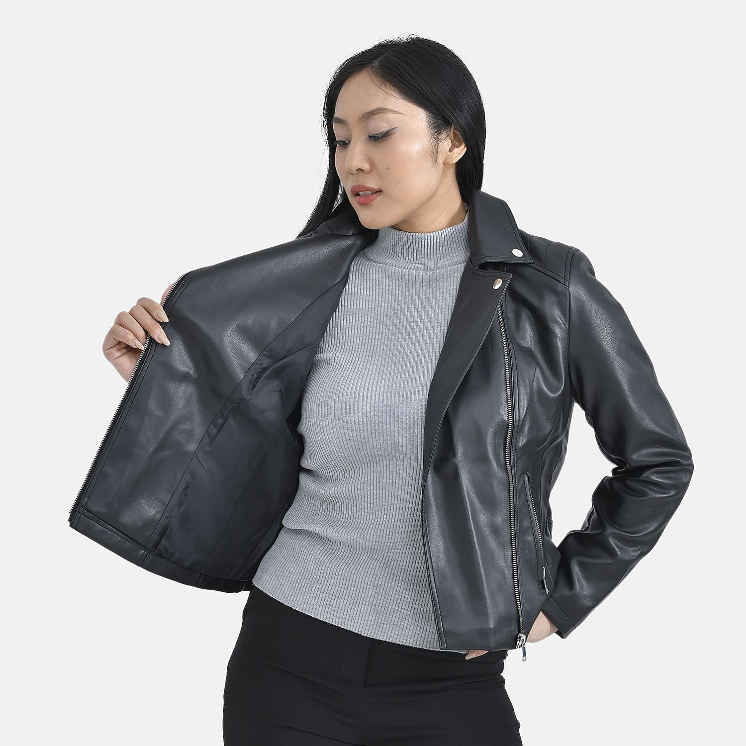 Tamsy PU Solid Jacket - Dark Brown