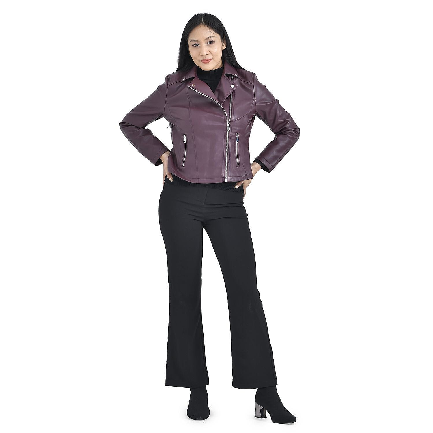 Tamsy PU Solid Jacket - Dark Brown