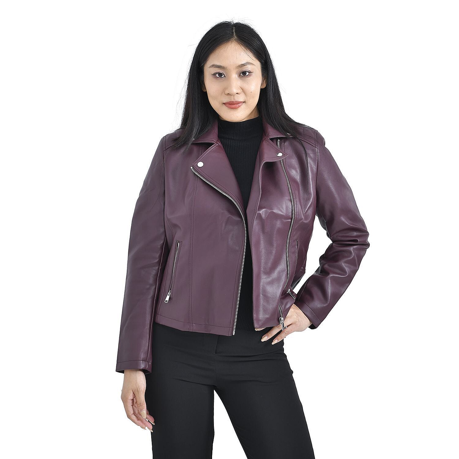 Tamsy PU Solid Jacket - Dark Brown