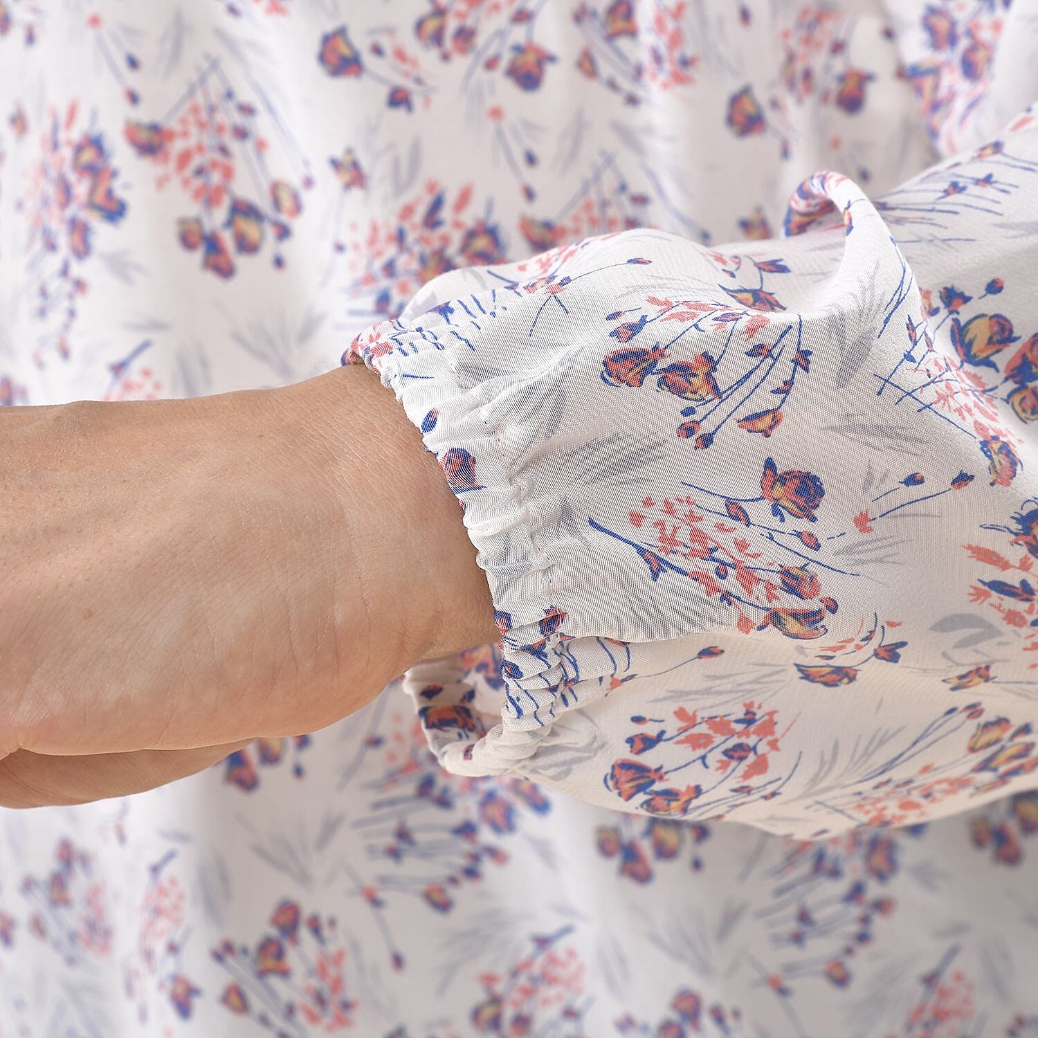 TAMSY Viscose Floral Pattern Collar Blouse - Navy