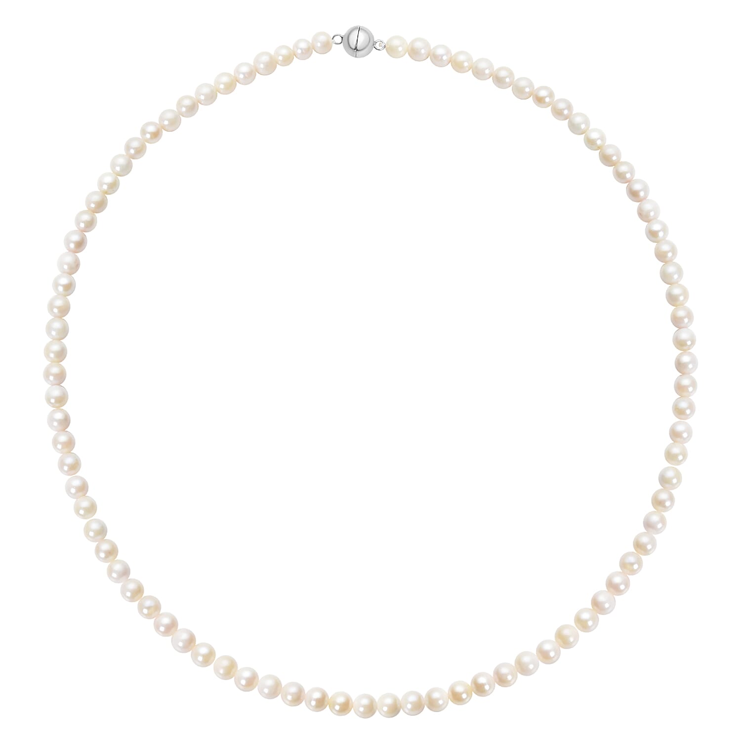 Japanese Akoya Pearl Beads Necklace (Size - 20) in Rhodium Overlay Sterling Silver