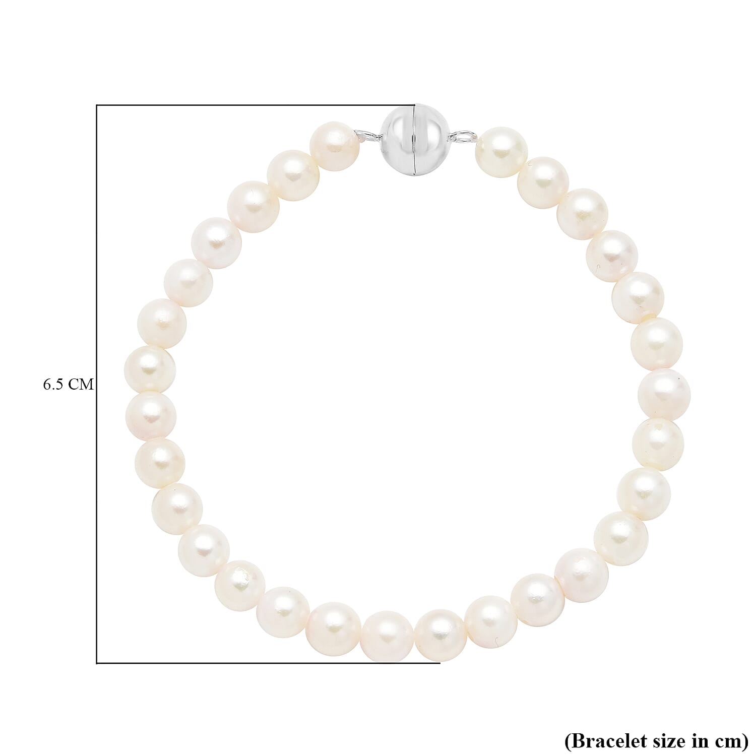 TLV- Japanese Akoya Pearl Beads Bracelet (Size - 7) in Rhodium Overlay Sterling Silver