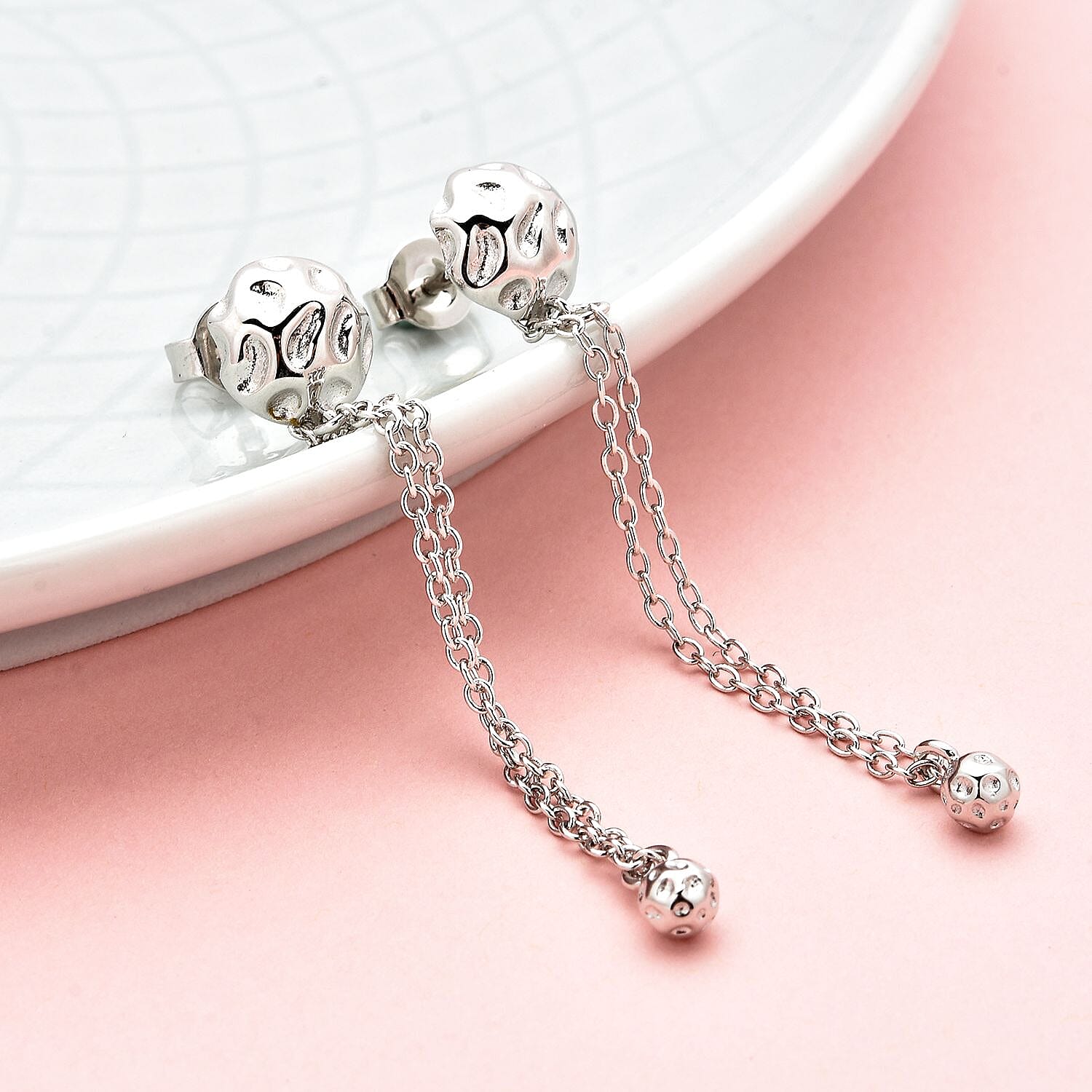 RACHEL GALLEY Globe Collection - Rhodium Overlay Sterling Silver Dangling Earrings With Push Back.