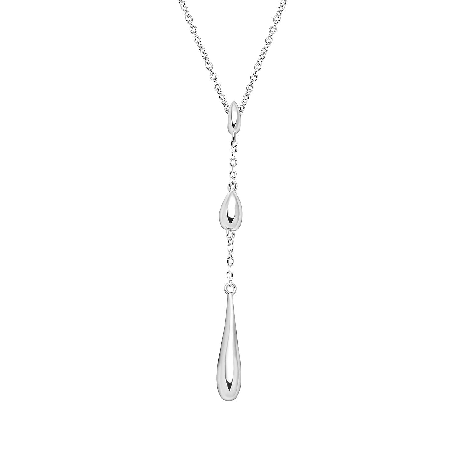 LUCYQ Drip Collection - Rhodium Overlay Sterling Silver Pendant with Chain (Size 16/18)