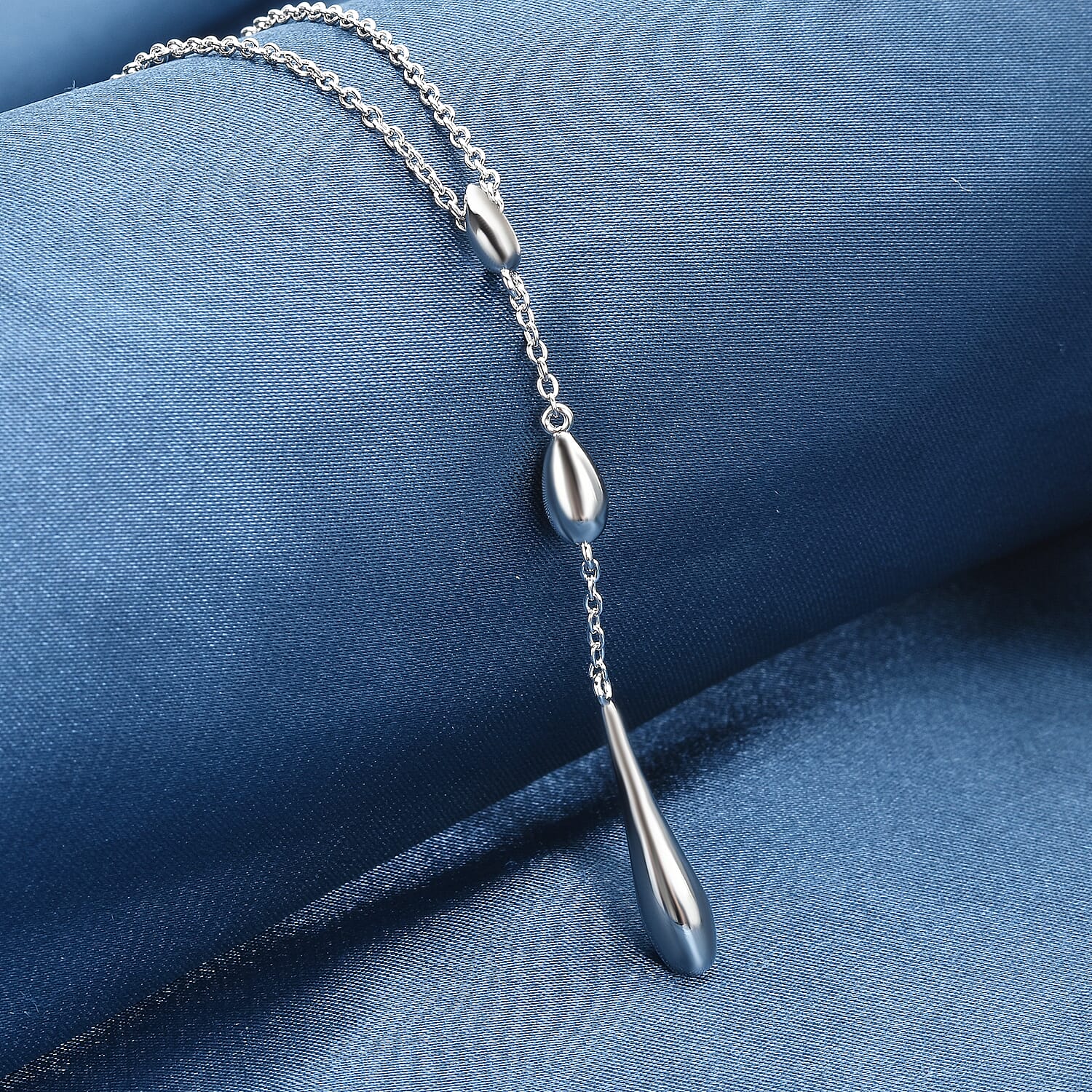 LUCYQ Drip Collection - Rhodium Overlay Sterling Silver Pendant with Chain (Size 16/18)