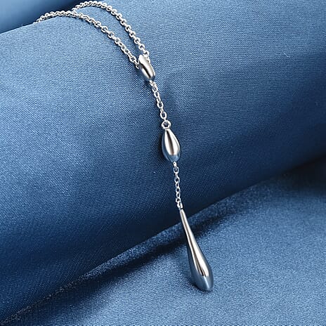 LUCYQ Drip Collection - Rhodium Overlay Sterling Silver Pendant with Chain (Size 16/18)