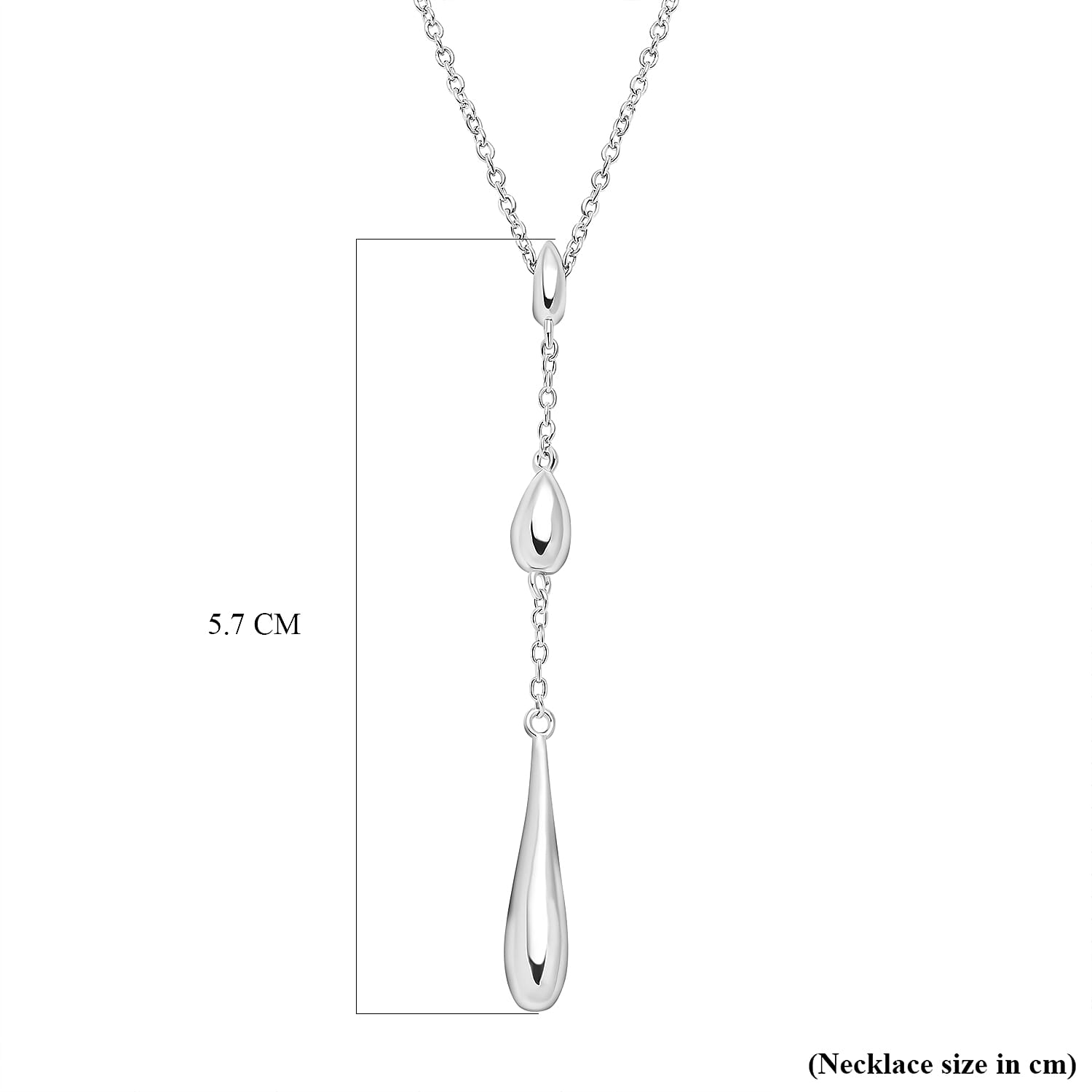 LUCYQ Drip Collection - Rhodium Overlay Sterling Silver Pendant with Chain (Size 16/18)