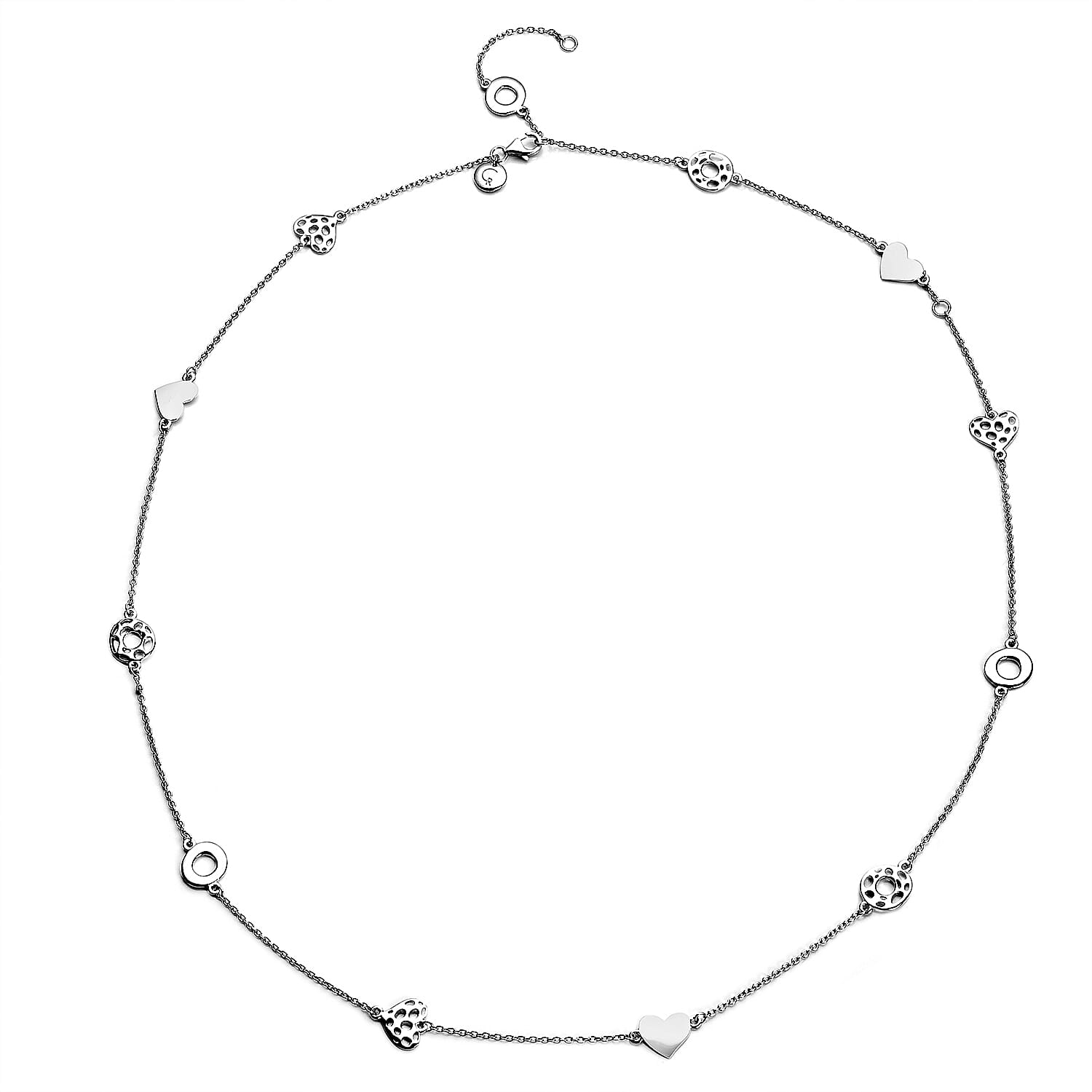 RACHEL GALLEY Amore Collection - Rhodium Overlay Sterling Silver Station Necklace (Size - 20-24-26) with Lobster Clasp