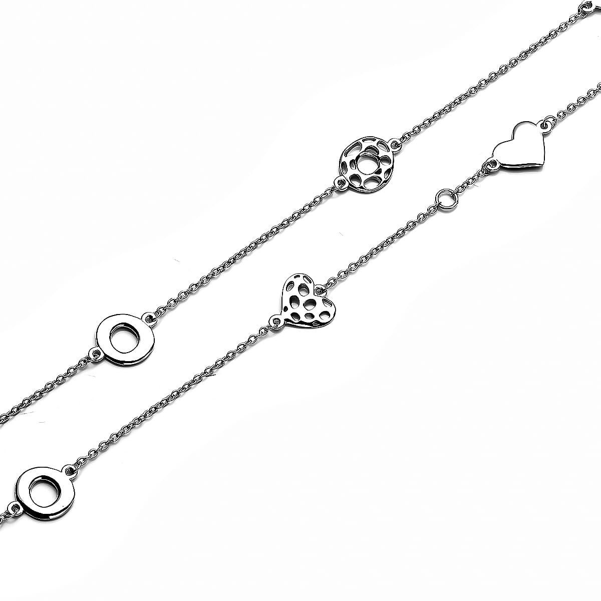 RACHEL GALLEY Amore Collection - Rhodium Overlay Sterling Silver Station Necklace (Size - 20-24-26) with Lobster Clasp