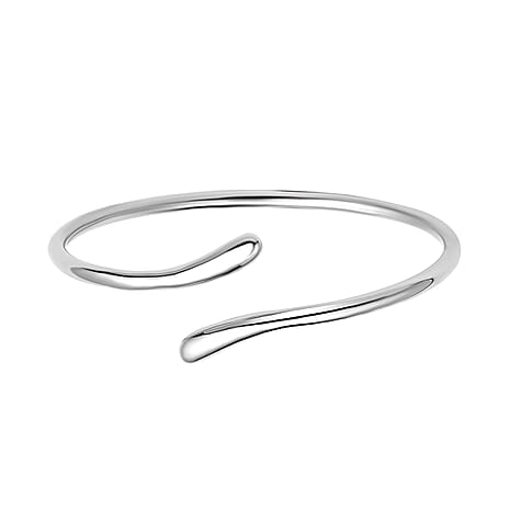 LUCYQ Drip Collection - Rhodium Overlay Sterling Silver Bangle (Size 8), Silver Wt. 9.41 Gms