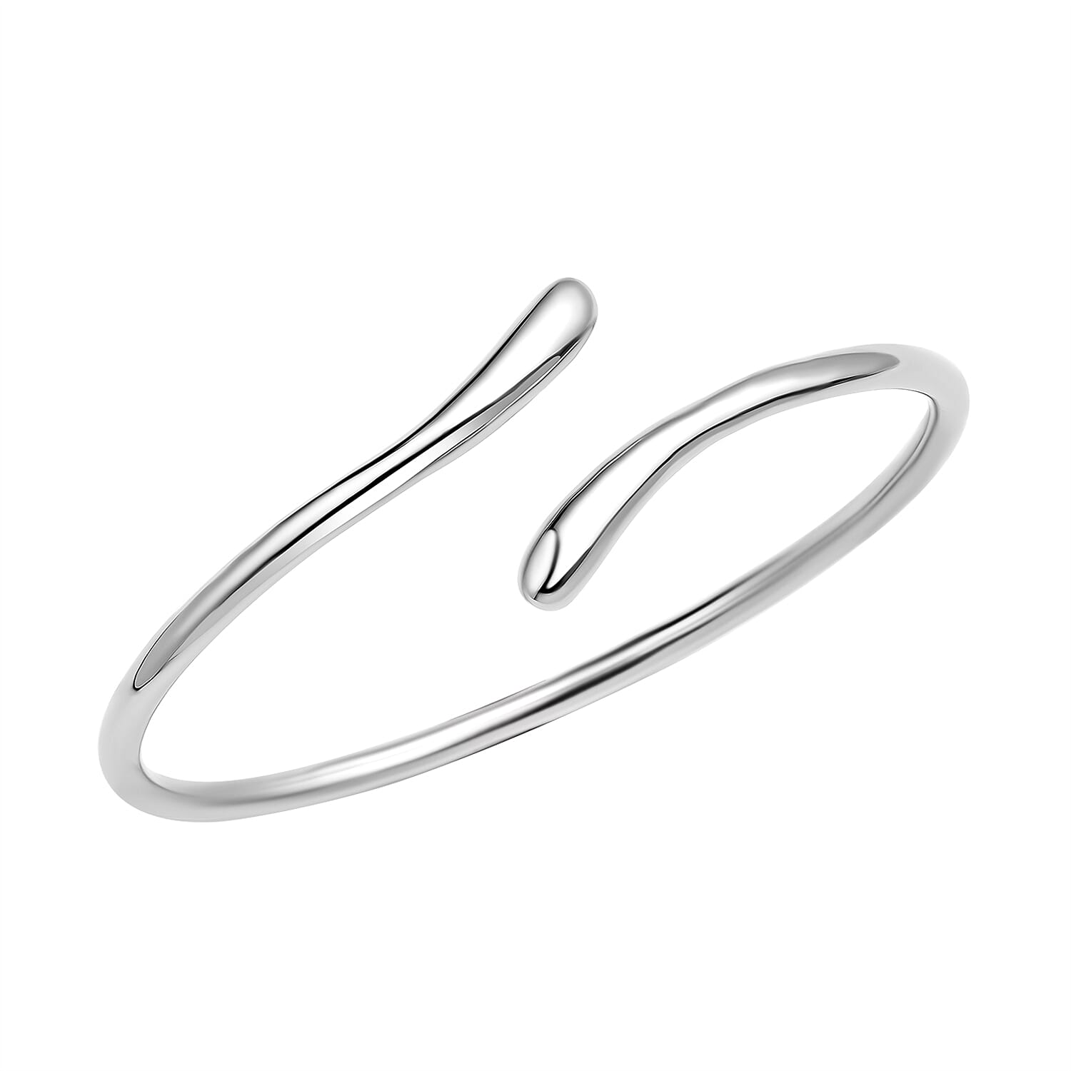 LUCYQ Drip Collection - Rhodium Overlay Sterling Silver Bangle (Size 8), Silver Wt. 9.41 Gms