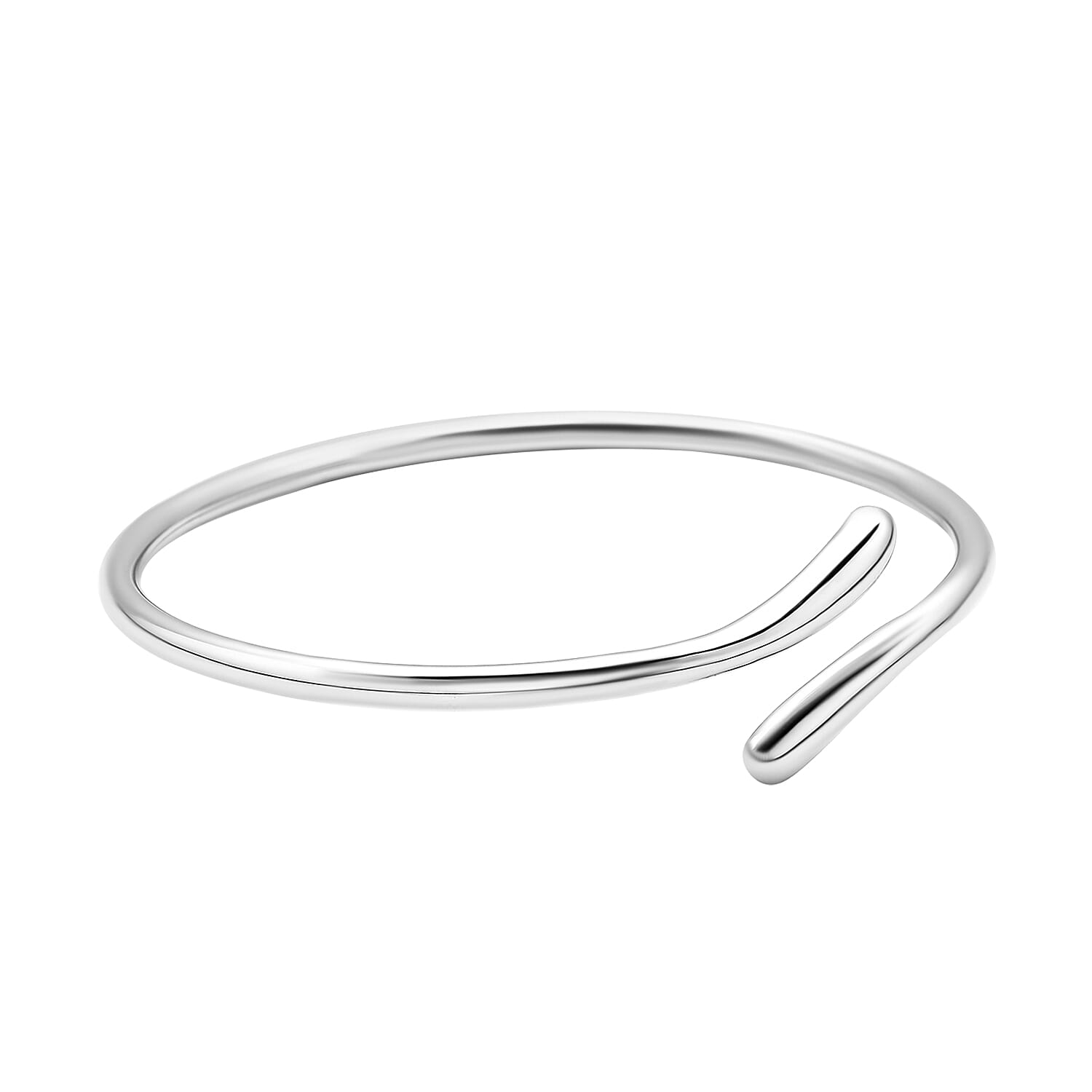LUCYQ Drip Collection - Rhodium Overlay Sterling Silver Bangle (Size 8), Silver Wt. 9.41 Gms