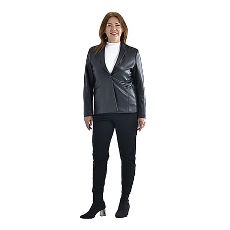 Tamsy Long Sleeves Blazer with Notched Lapel Collar (Size L,16-18) - Black