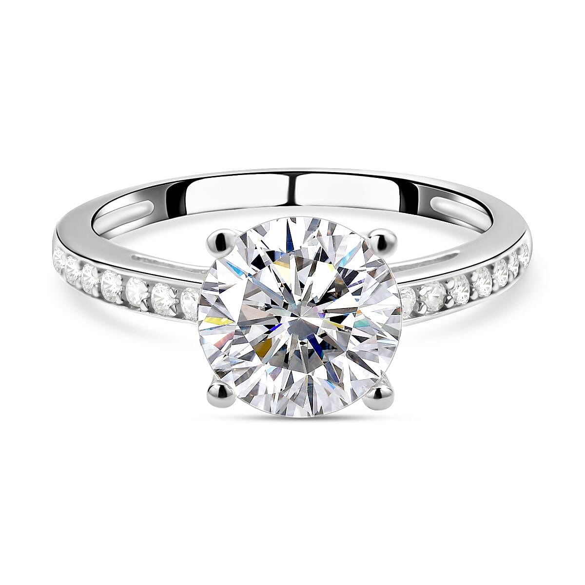 ELANZA Simulated Diamond Ring in Rhodium Overlay Sterling Silver