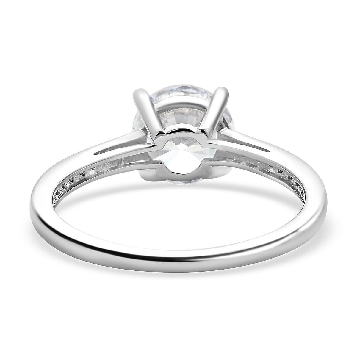 ELANZA Simulated Diamond Ring in Rhodium Overlay Sterling Silver