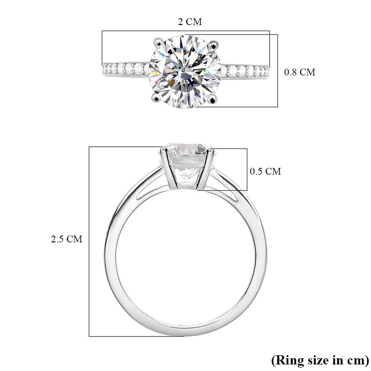 ELANZA Simulated Diamond Ring in Rhodium Overlay Sterling Silver