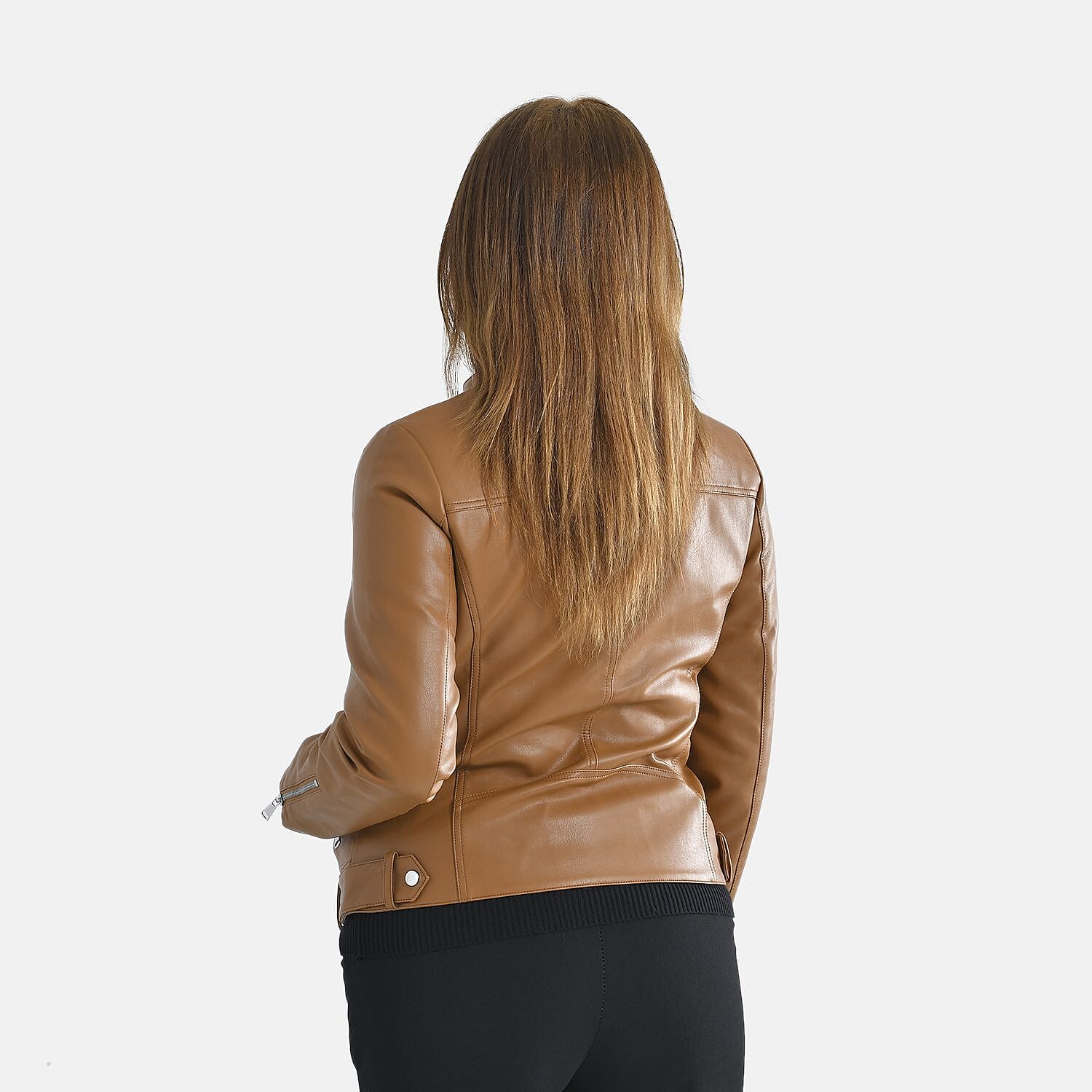 TAMSY Long Sleeve Jacket with Stand Collar (Size S) - Camel