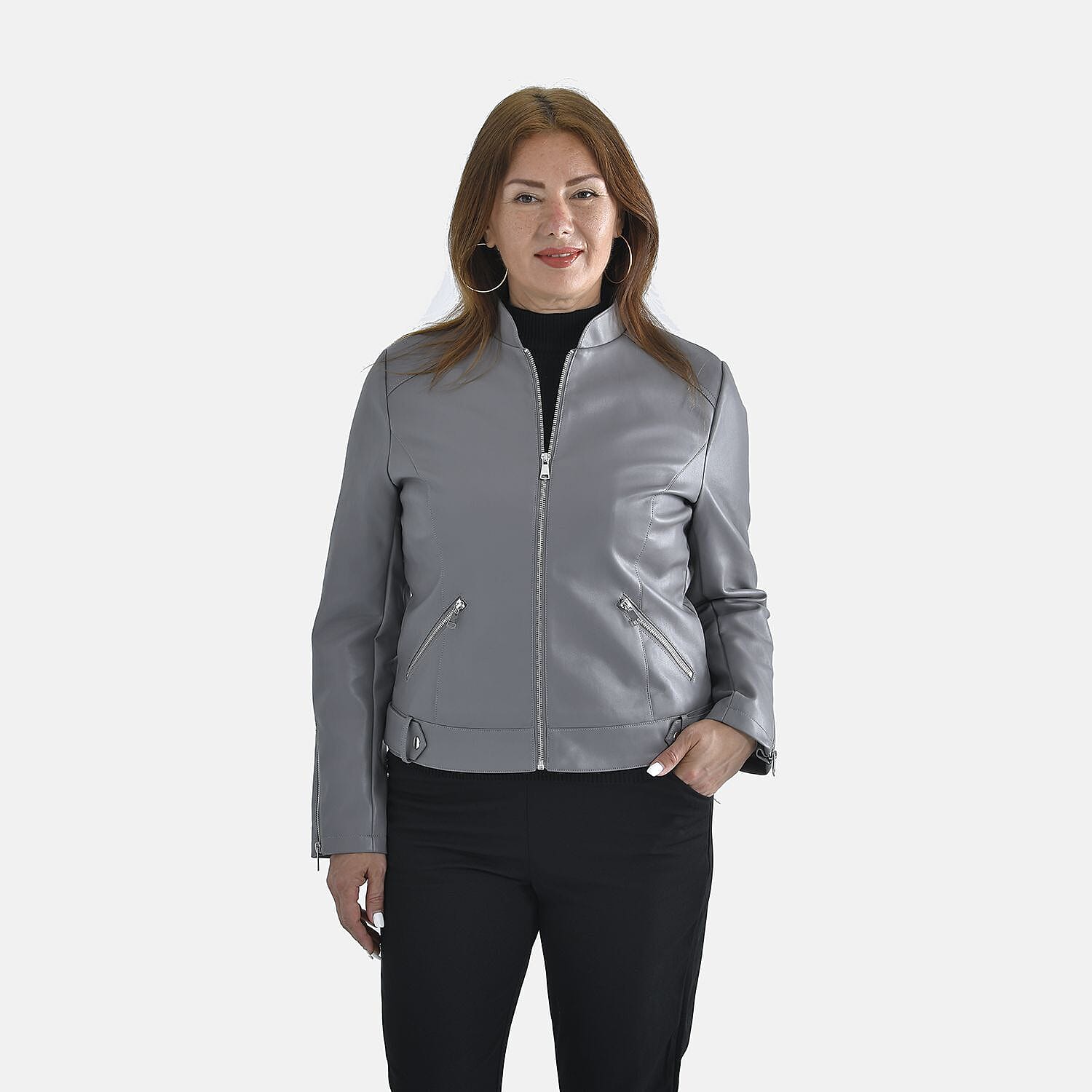 TAMSY Long Sleeve Jacket with Stand Collar (Size S) - Camel