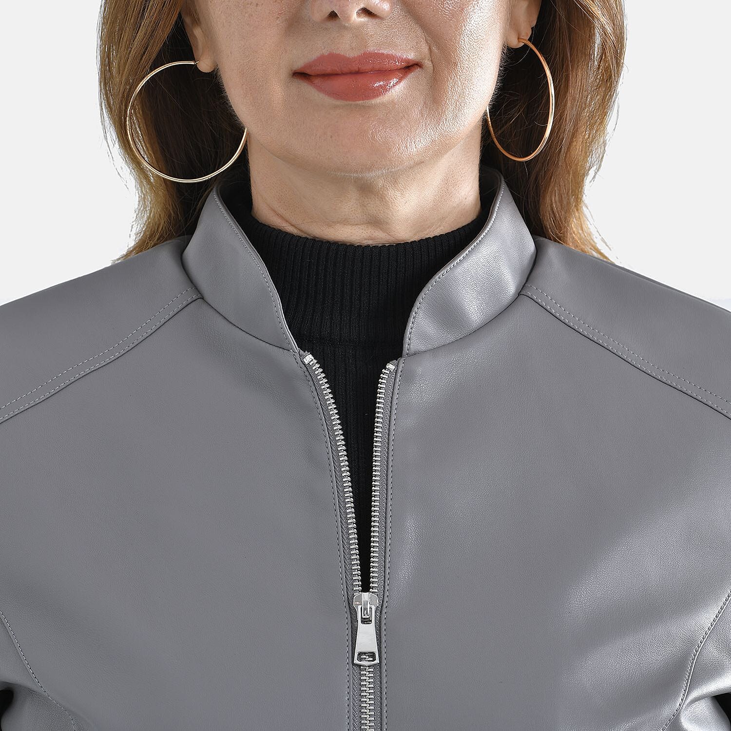 TAMSY Long Sleeve Jacket with Stand Collar (Size S) - Camel