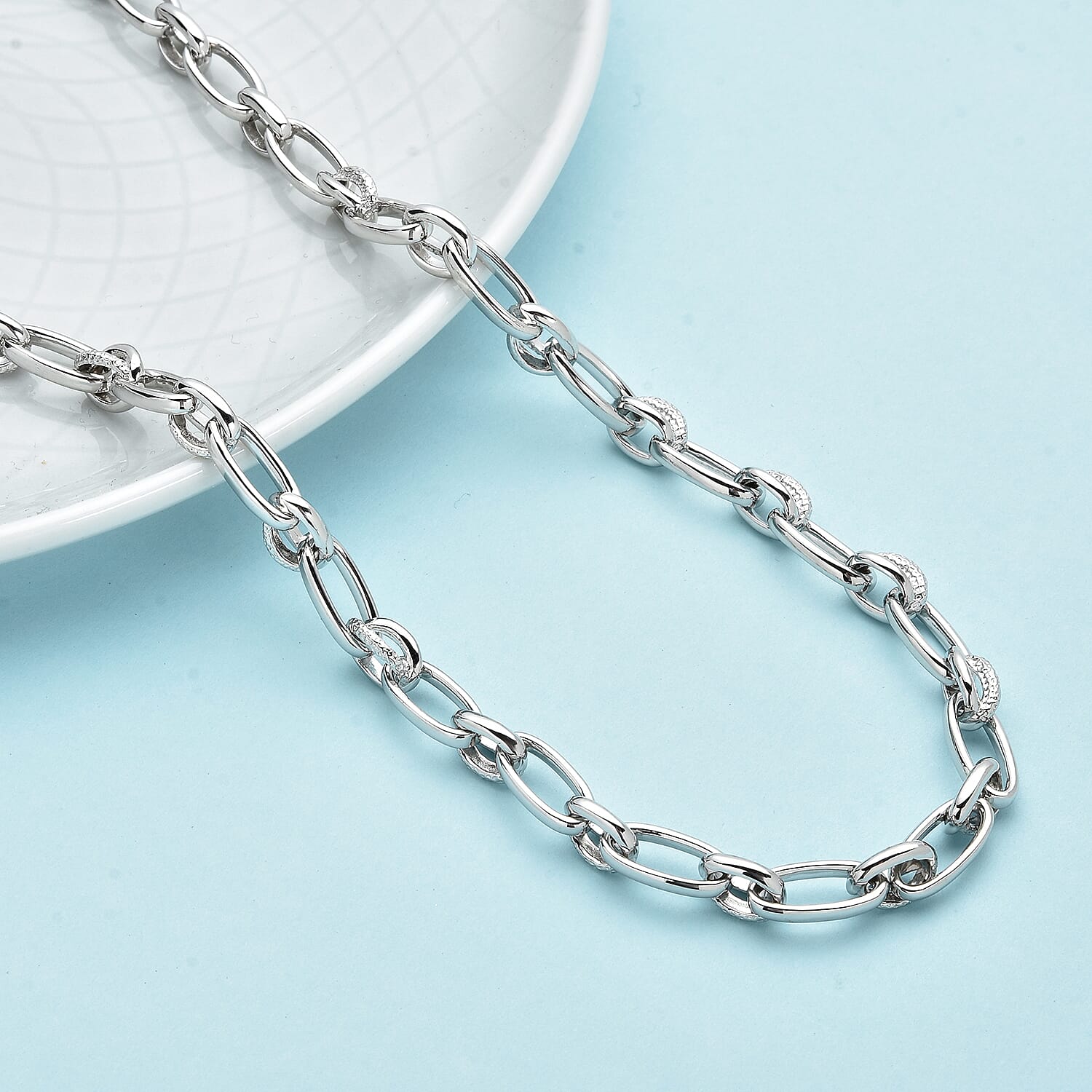 RACHEL GALLEY Rhodium Overlay Sterling Silver Necklace (Size - 20), Silver Wt. 28.75 Gms