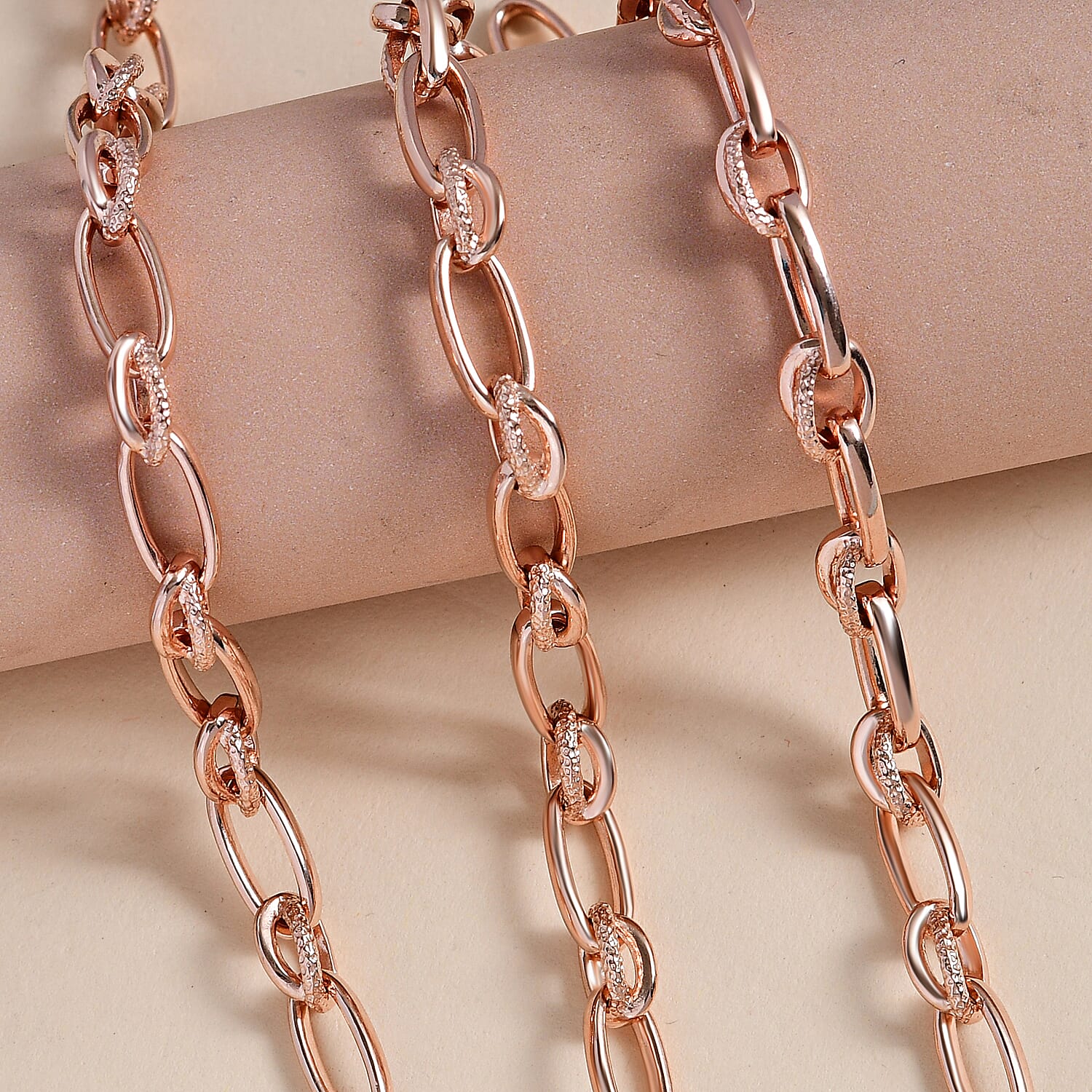 RACHEL GALLEY 18K Vermeil Rose Gold Plated Sterling Silver Necklace (Size - 18-19-20 Inch), Silver Wt. 29.00 Gms