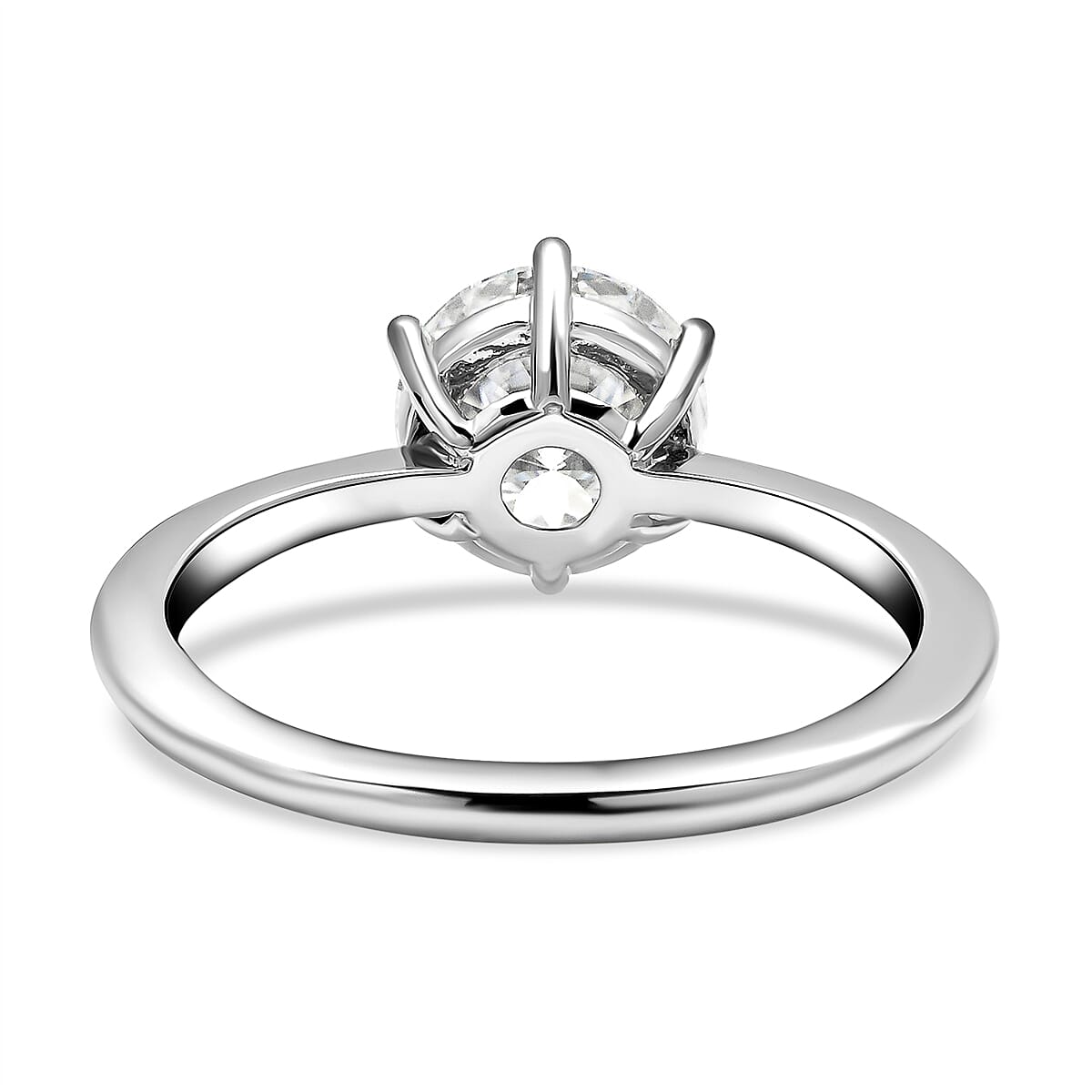 Moissanite Solitaire Engagement Ring in Rhodium Overlay Sterling Silver 2.00 Ct. Moissanite Solitaire Engagement Ring in Rhodium Overlay Sterling Silver 2.00 Ct.