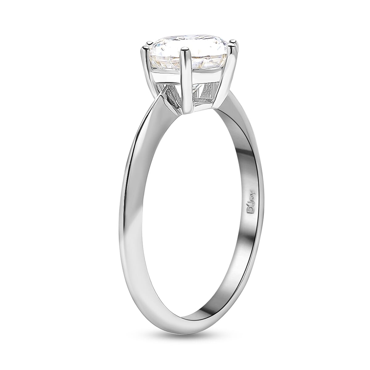 Moissanite Solitaire Ring in Platinum Overlay Sterling Silver 1.82 Ct.