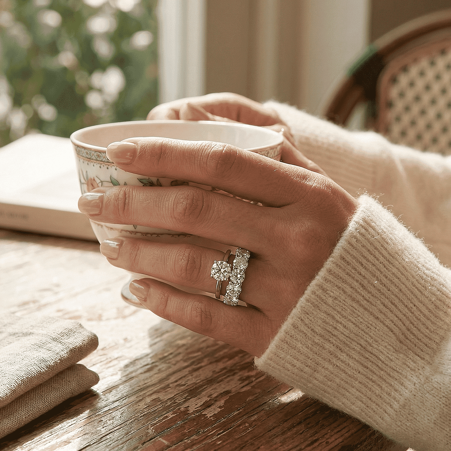 D'Joy Moissanite 5 Stone Ring in Rhodium Overlay Sterling Silver 2.25 Ct.