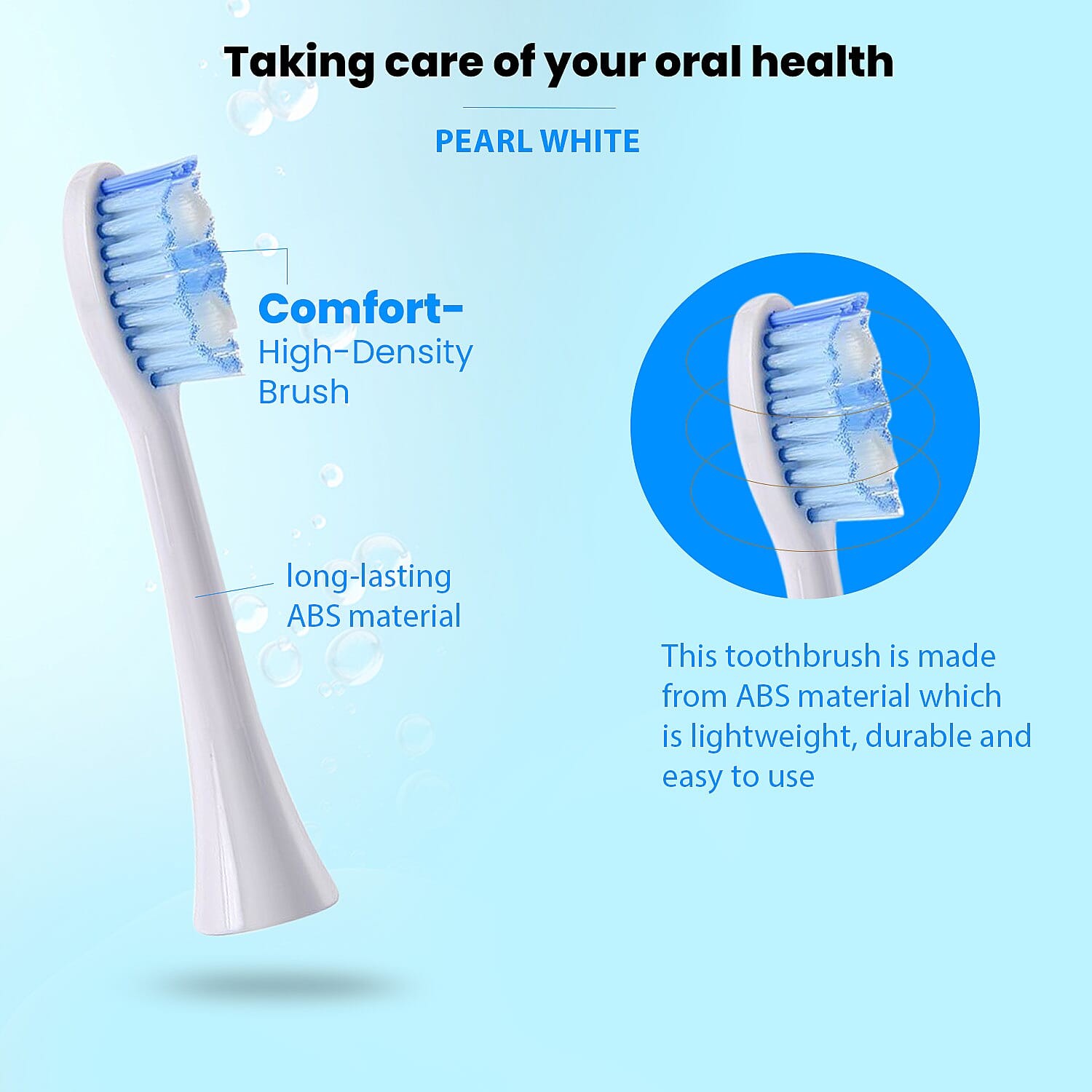 BEAUTECH Sonic Electric Rechargeable Waterproof Toothbrush with 2 Replaceable Brush Heads (5V 3W) - Pearl White