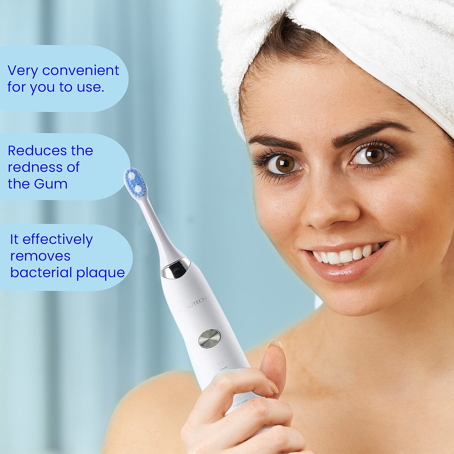 BEAUTECH Sonic Electric Rechargeable Waterproof Toothbrush with 2 Replaceable Brush Heads (5V 3W) - Pearl White.