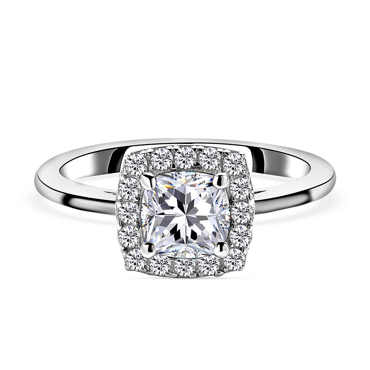 Moissanite Ring in Rhodium Overlay Sterling Silver 1.20 Ct.