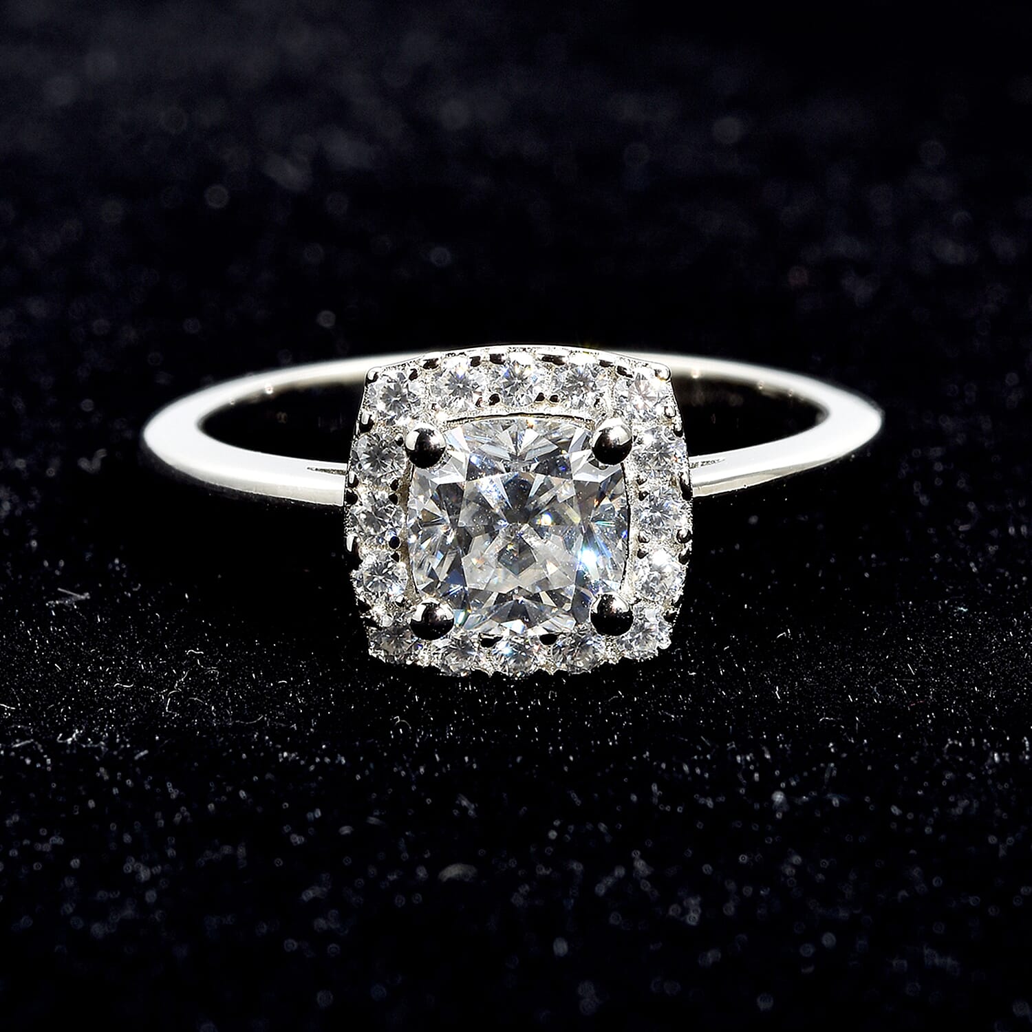 Moissanite Ring in Rhodium Overlay Sterling Silver 1.20 Ct.