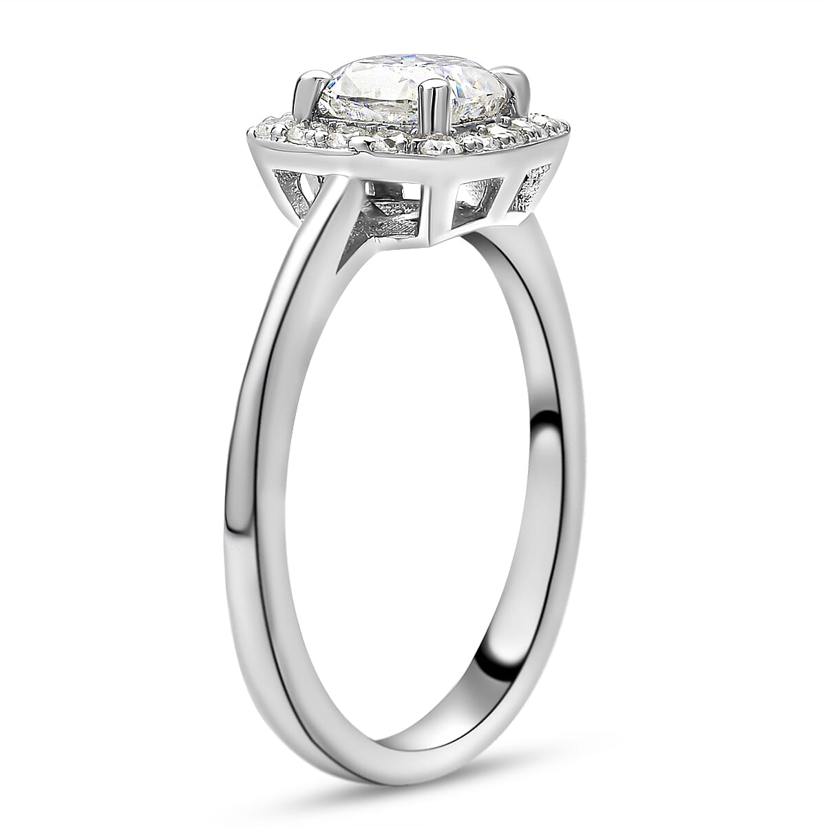 Moissanite Ring in Rhodium Overlay Sterling Silver 1.20 Ct.