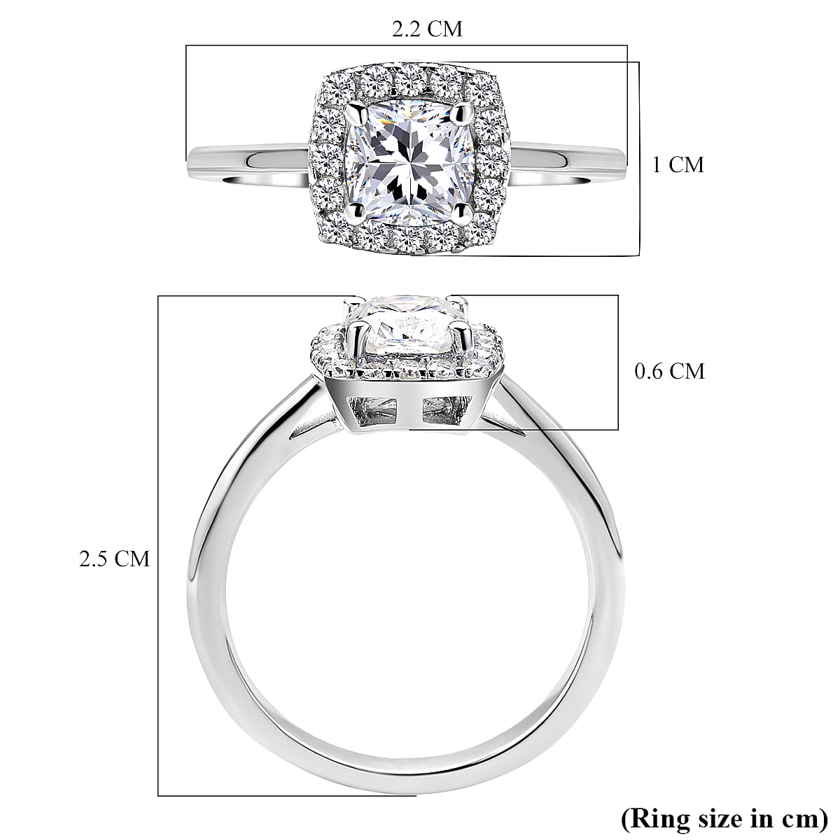 Moissanite Ring in Rhodium Overlay Sterling Silver 1.20 Ct.