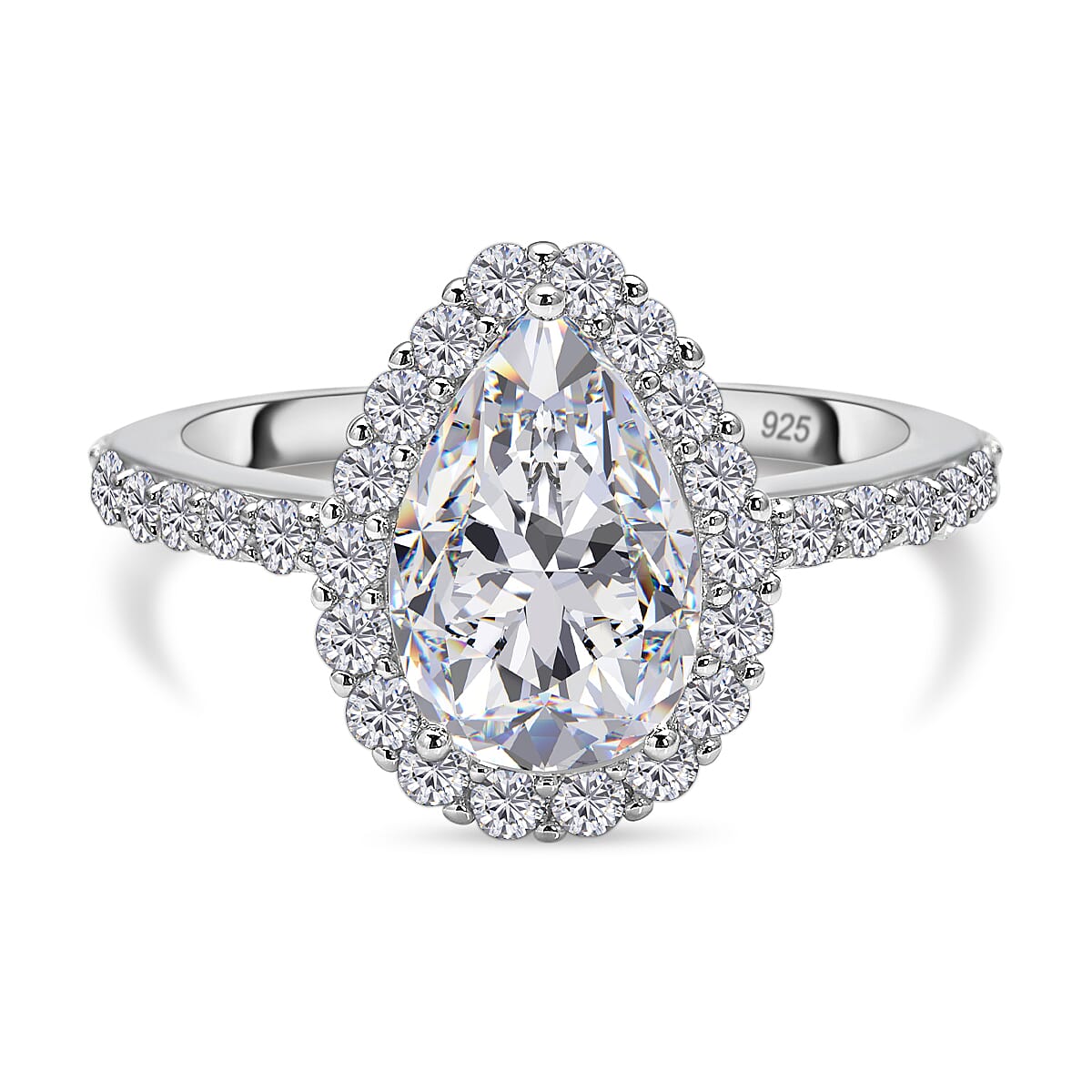 Moissanite Ring in Rhodium Overlay Sterling Silver 3.71 Ct.