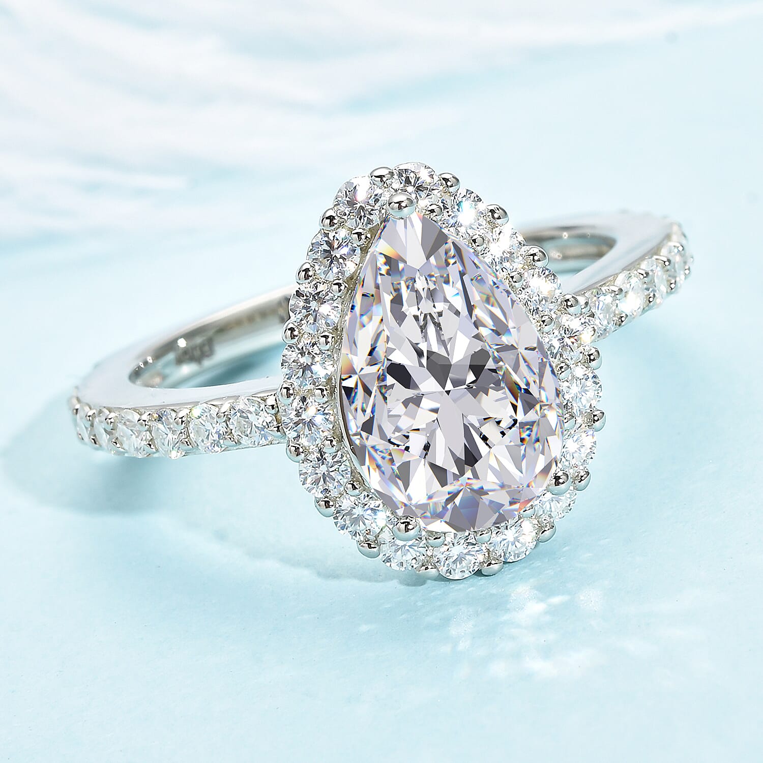 Moissanite Ring in Rhodium Overlay Sterling Silver 3.71 Ct.