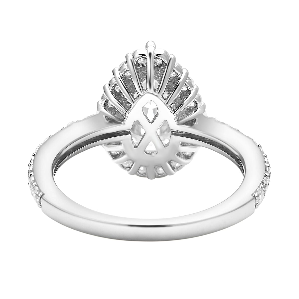 Moissanite Ring in Rhodium Overlay Sterling Silver 3.71 Ct.