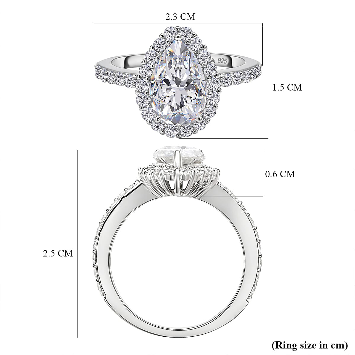 Moissanite Ring in Rhodium Overlay Sterling Silver 3.71 Ct.