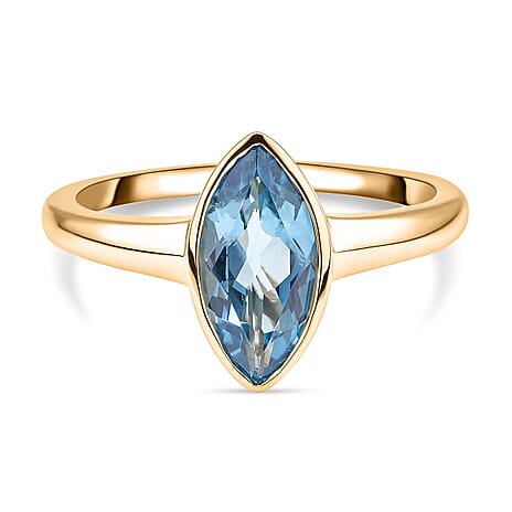 RACHEL GALLEY - 9K Yellow Gold Swiss Blue Topaz Solitaire Ring 2.00 Ct.