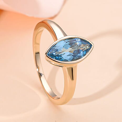 RACHEL GALLEY - 9K Yellow Gold Swiss Blue Topaz Solitaire Ring 2.00 Ct.