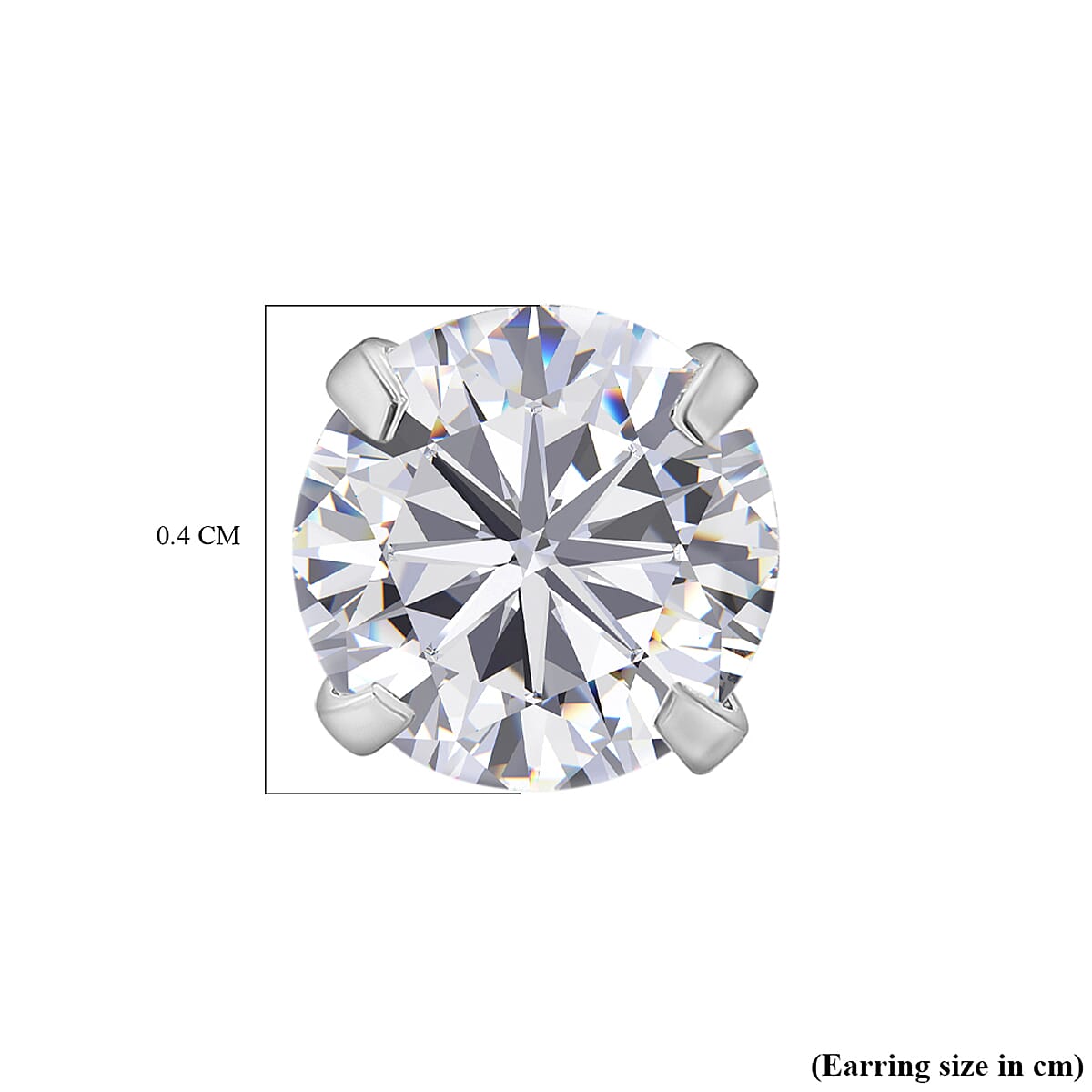 Moissanite Stud Earrings with Push Back in Platinum Overlay Sterling Silver