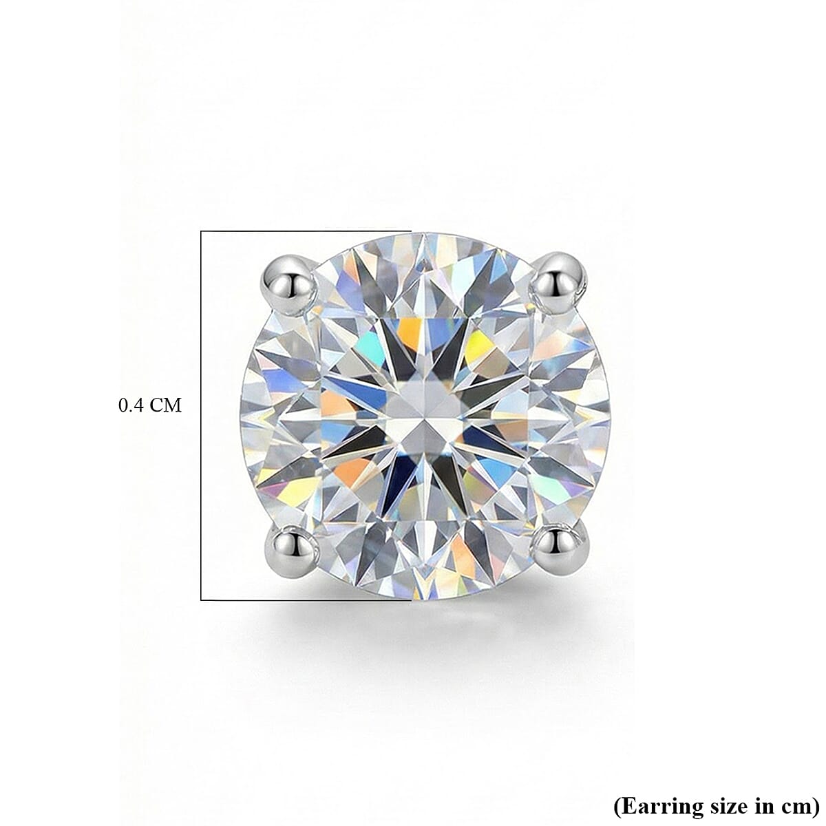 Moissanite Stud Earrings with Push Back in Platinum Overlay Sterling Silver