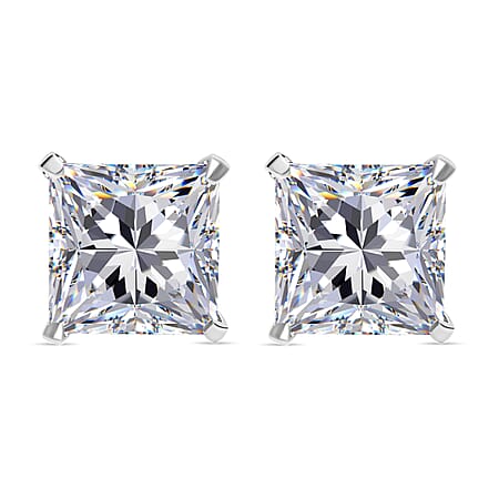 Moissanite Stud Earrings (With Push Back) in Platinum Overlay Sterling Silver 1.00 Ct.