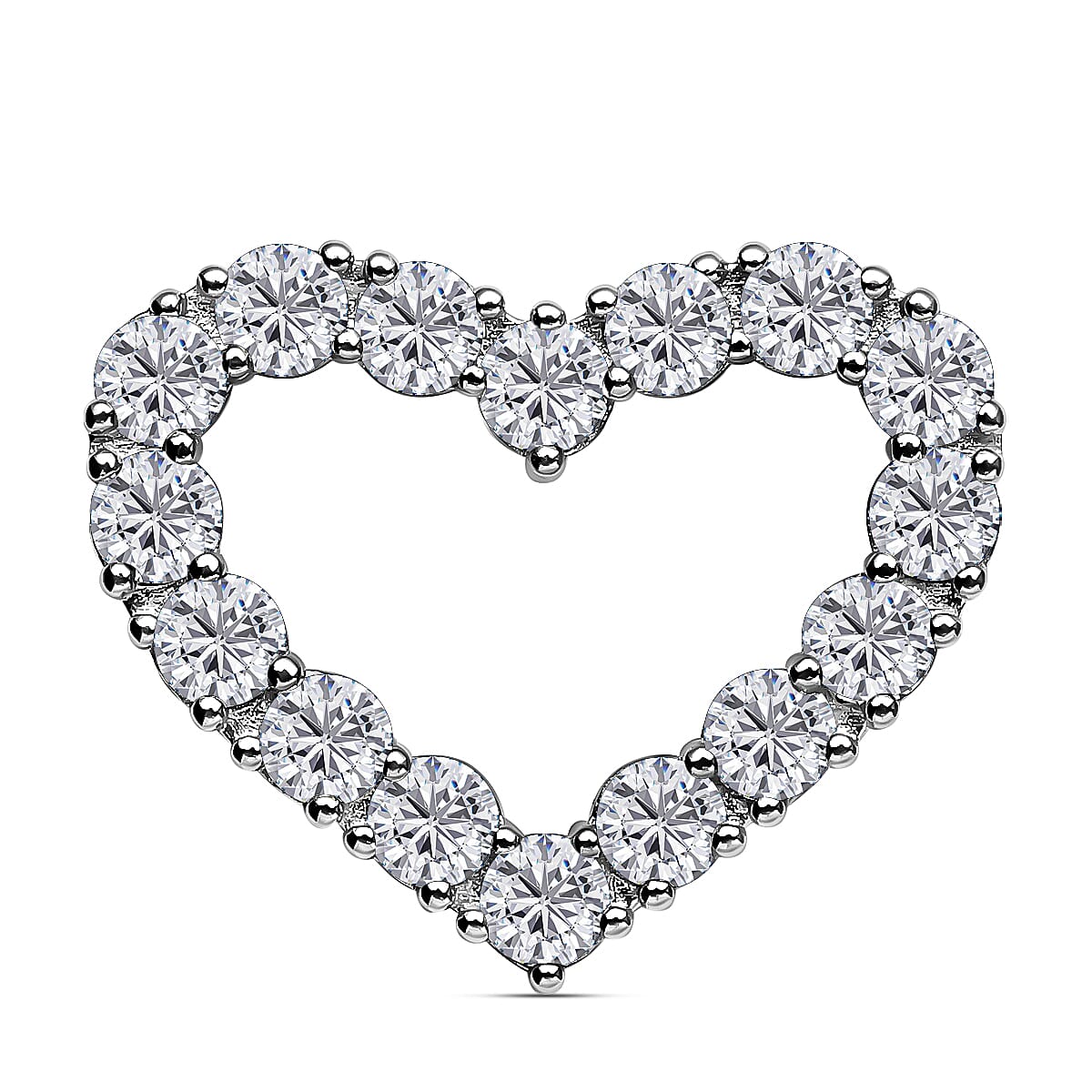 Moissanite Heart Pendant in Rhodium Overlay Sterling Silver 1.50 Ct.